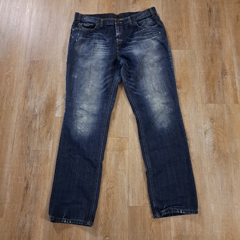 'London Jean' Blue Denim Straight Leg Distressed Vintage Jeans Women's Size 12